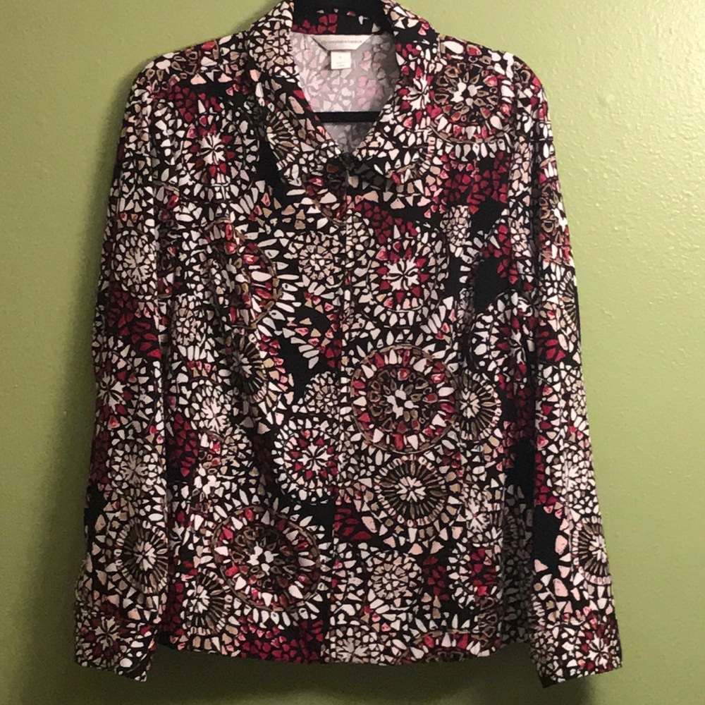 Christopher & Banks Zip Blazer Mosaic Print  Sz XL